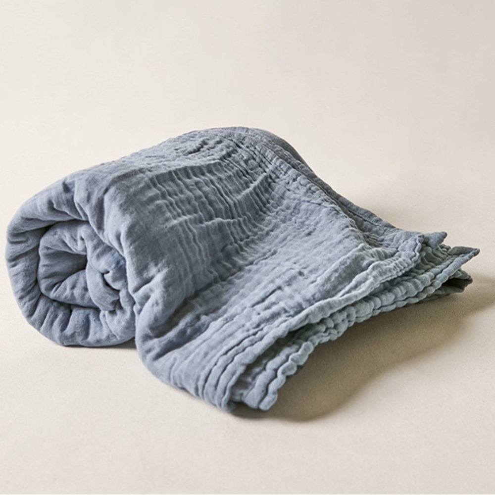 Sembla blue Crinkle Cotton Throw Blanket NEW